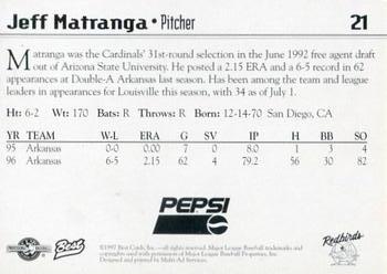 1997 Best Louisville Redbirds #21 Jeff Matranga Back