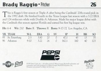1997 Best Louisville Redbirds #26 Brady Raggio Back