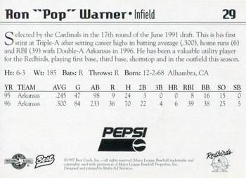 1997 Best Louisville Redbirds #29 Pop Warner Back