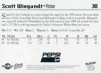 1997 Best Louisville Redbirds #30 Scott Wiegandt Back
