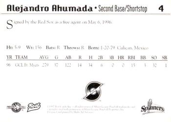 1997 Best Lowell Spinners #4 Alejandro Ahumada Back