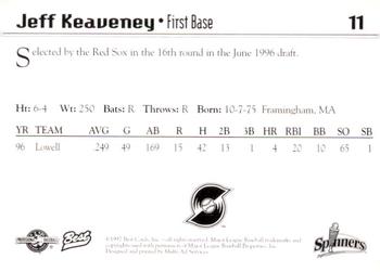 1997 Best Lowell Spinners #11 Jeff Keaveney Back