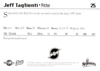 1997 Best Lowell Spinners #25 Jeff Taglienti Back