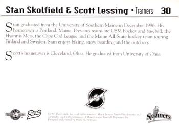 1997 Best Lowell Spinners #30 Stan Skolfield / Scott Lessing Back