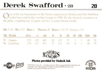 1997 Best Lynchburg Hillcats #20 Derek Swafford Back