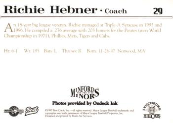 1997 Best Lynchburg Hillcats #29 Richie Hebner Back