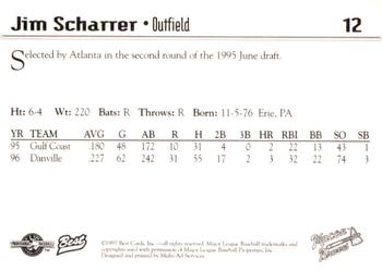 1997 Best Macon Braves #12 Jim Scharrer Back