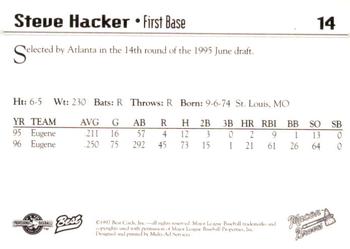 1997 Best Macon Braves #14 Steve Hacker Back