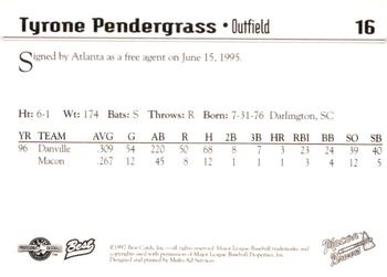 1997 Best Macon Braves #16 Tyrone Pendergrass Back