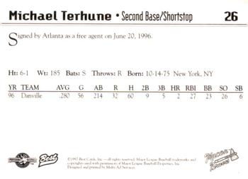 1997 Best Macon Braves #26 Michael Terhune Back
