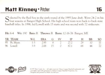 1997 Best Michigan Battle Cats #16 Matt Kinney Back