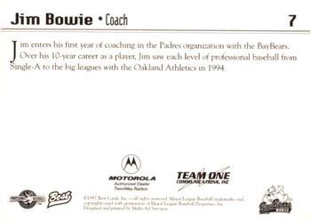 1997 Best Mobile BayBears #7 Jim Bowie Back