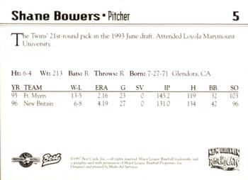 1997 Best New Britain Rock Cats #5 Shane Bowers Back
