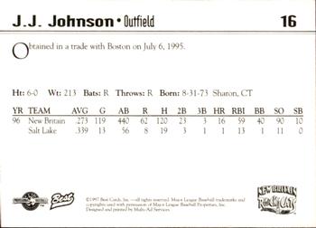 1997 Best New Britain Rock Cats #16 J.J. Johnson Back