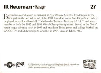 1997 Best New Britain Rock Cats #27 Al Newman Back