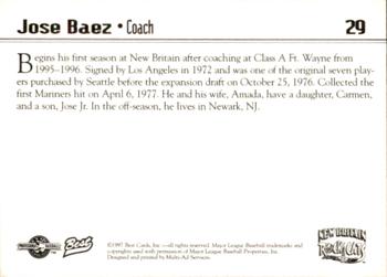 1997 Best New Britain Rock Cats #29 Jose Baez Back