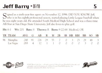 1997 Best New Haven Ravens #5 Jeff Barry Back