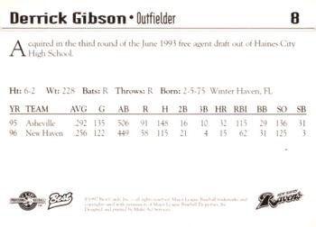 1997 Best New Haven Ravens #8 Derrick Gibson Back