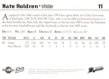 1997 Best New Haven Ravens #11 Nate Holdren Back