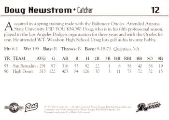 1997 Best New Haven Ravens #12 Doug Newstrom Back