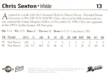 1997 Best New Haven Ravens #13 Chris Sexton Back