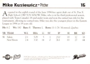 1997 Best New Haven Ravens #16 Mike Kusiewicz Back