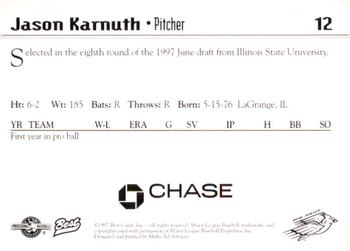 1997 Best New Jersey Cardinals #12 Jason Karnuth Back