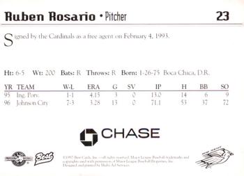 1997 Best New Jersey Cardinals #23 Ruben Rosario Back