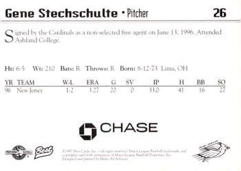 1997 Best New Jersey Cardinals #26 Gene Stechschulte Back
