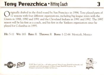 1997 Best Norwich Navigators #3 Tony Perezchica Back