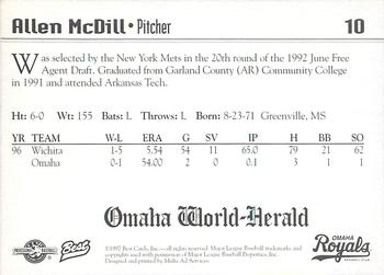 1997 Best Omaha Royals #10 Allen McDill Back