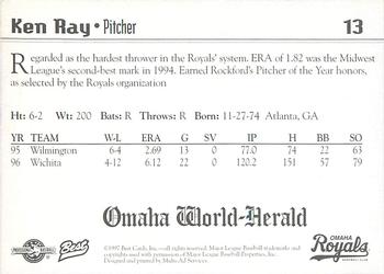 1997 Best Omaha Royals #13 Ken Ray Back