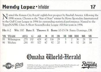 1997 Best Omaha Royals #17 Mendy Lopez Back