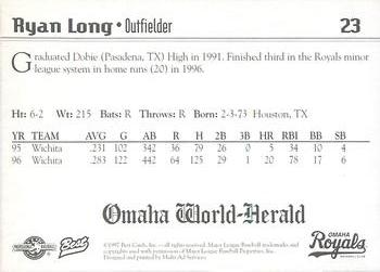 1997 Best Omaha Royals #23 Ryan Long Back