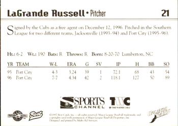1997 Best Orlando Rays #21 LaGrande Russell Back