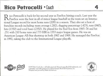 1997 Best Pawtucket Red Sox #4 Rico Petrocelli Back