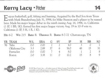 1997 Best Pawtucket Red Sox #14 Kerry Lacy Back