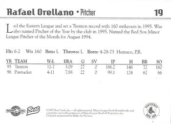 1997 Best Pawtucket Red Sox #19 Rafael Orellano Back