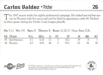 1997 Best Pawtucket Red Sox #26 Carlos Valdez Back