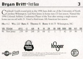 1997 Best Peoria Chiefs #3 Bryan Britt Back