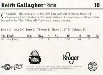 1997 Best Peoria Chiefs #10 Keith Gallagher Back
