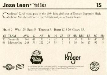 1997 Best Peoria Chiefs #15 Jose Leon Back
