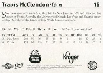 1997 Best Peoria Chiefs #16 Travis McClendon Back