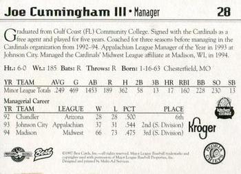 1997 Best Peoria Chiefs #28 Joseph Cunningham Back