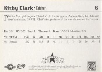 1997 Best Piedmont Boll Weevils #6 Kirby Clark Back