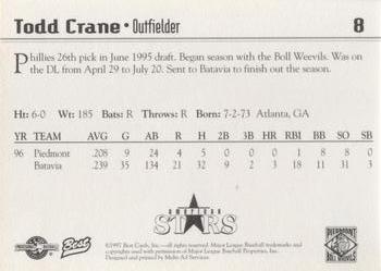 1997 Best Piedmont Boll Weevils #8 Todd Crane Back