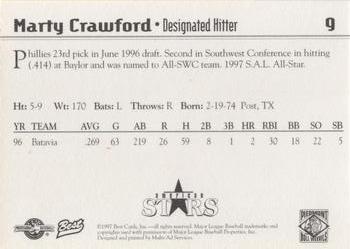 1997 Best Piedmont Boll Weevils #9 Marty Crawford Back