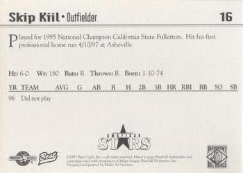 1997 Best Piedmont Boll Weevils #16 Skip Kiil Back