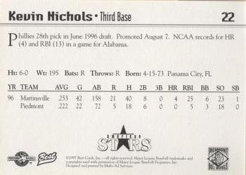 1997 Best Piedmont Boll Weevils #22 Kevin Nichols Back