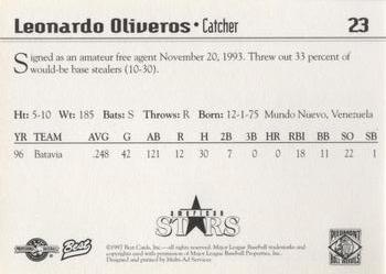 1997 Best Piedmont Boll Weevils #23 Leonardo Oliveros Back